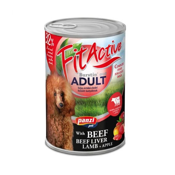 FitActive konzerv Adult - nedveseledel (marha,máj,bárány) felnőtt kutyák részére (1240g)