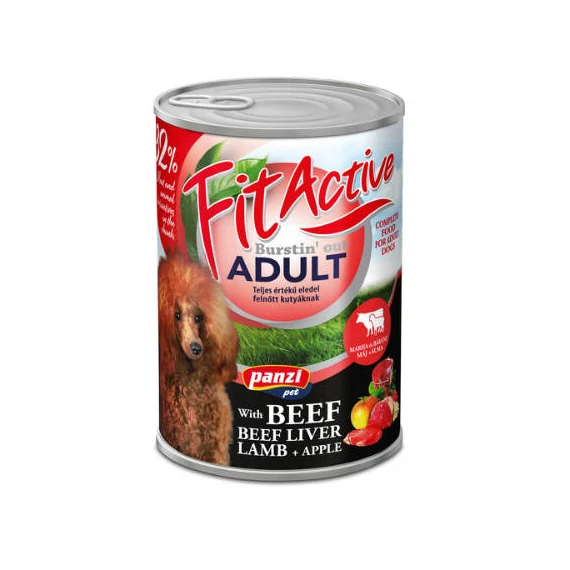 FitActive konzerv Adult - nedveseledel (marha,máj,bárány) felnőtt kutyák részére (415g)