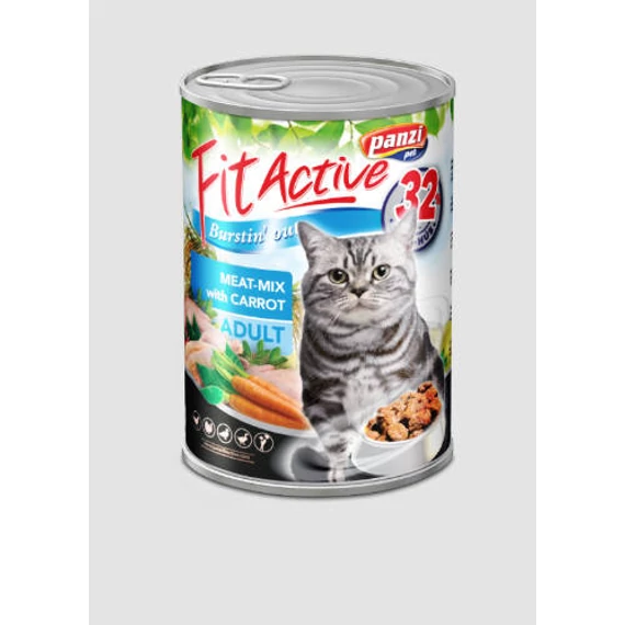 Fitactive konzerv Adult (csirke,pulyka,kacsa,liba,répa) konzerv - Felnőtt macskák részére (415g)