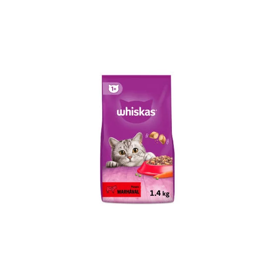 Whiskas Adult Beef +1 - Szárazeledel (marhahússal) felnőtt macskák részére (1,4kg)