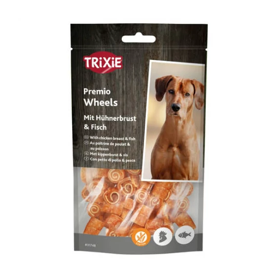 TRIXIE Premio Fish-Chicken Wheels - Jutalomfalat kutyák részére - Halas-csirkés kerék (75g)