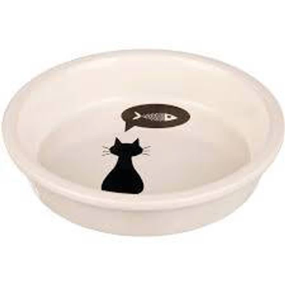 Trixie Ceramic Bowl - kerámia tál (fehér, mintás)  macskák részére (0,25l /Ø13cm)