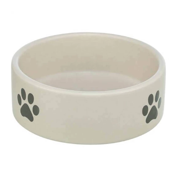 KT26.trixie 25222 tál, mancs mintás kerámia 1,4l 20cm, szürke