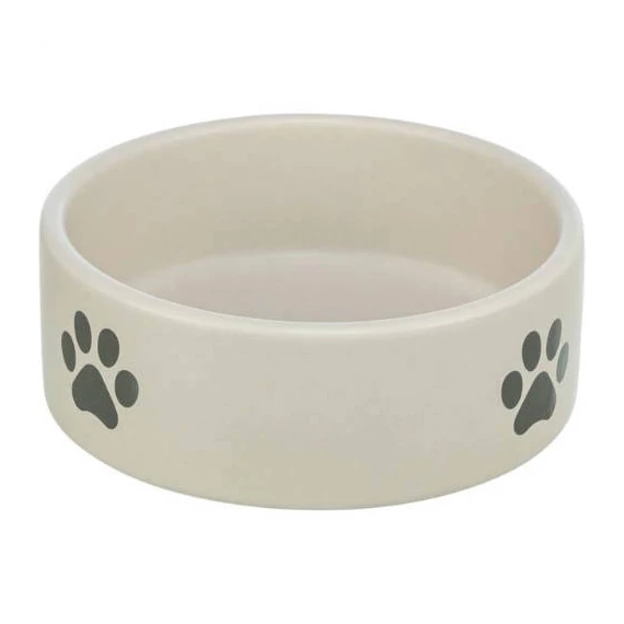 KT26.trixie 25222 tál, mancs mintás kerámia 1,4l 20cm, szürke