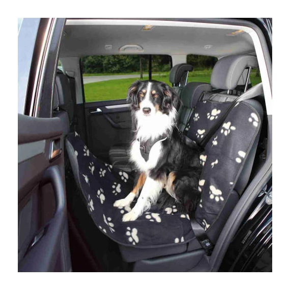 KT26.Trixie Car Seat Cover - autós üléstakaró (hátsó ülésre,fekete, mintás)  0,65x1,45m