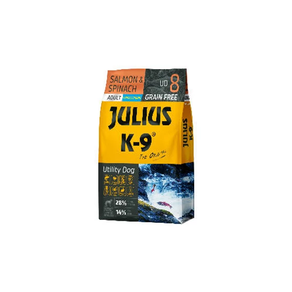 JULIUS K-9 UD8 Adult Utility Dog Hypoallergenic SalmonSpinach (lazacspenót) - Gabonamentes száraztáp, felnőtt kutyák részére 10kg