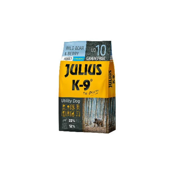 JULIUS K-9 UD10 Adult Utility Dog Hypoallergenic Wild boarBerry (vaddisznóbogyós gyümölcsök) 10kg - Gabonamentes száraztáp, felnőtt kutyák részére