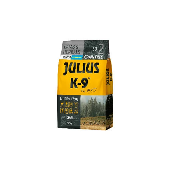 JULIUS K-9 SD2 Senior Utility Dog Hypoallergenic LambHerbals (báránygyógynövény) 10kg - Gabonamentes száraztáp, idős/túlsúlyos kutyák részére