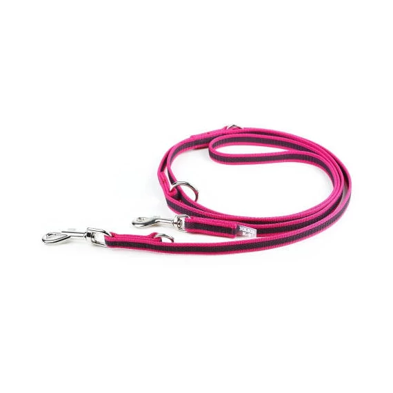 Julius K-9 ColorGray - állítható póráz (pink-szürke,gumis) kutyák részére (14mm/2,2m)