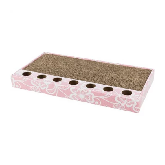 Trixie Scratching Cardboard - kaparó kartonból, labdákkal (pink) 48×5×25cm