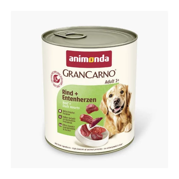 Animonda GranCarno Adult (marha,kacsaszív) konzerv - Felnőtt kutyák részére (800g)