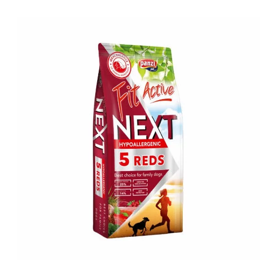 Panzi FitActive Next Hypoallergenic Five Reds Adult (vaddisznó,bárány,marha,bivaly,lazac) - Hipoallergén száraztáp felnőtt kutyák részére (15kg)