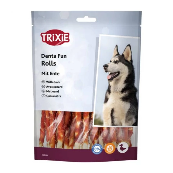 Trixie Denta Fun Duck Chewing Rolls - jutalomfalat (kacsa, marhabőr) kutyák részére (12cm) 30db/240g