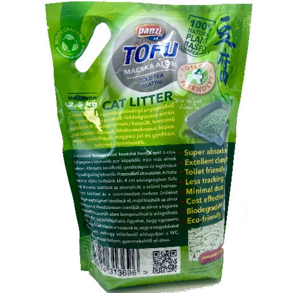 Panzi Tofu - növényi alapú, zöld tea illatú  macskaalom (2,5kg)
