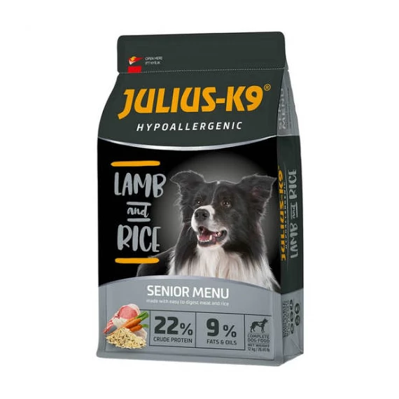JULIUS-K9 SENIOR/LIGHT HYPOALLERGENIC LambRice (bárányrizs) - Idős és/vagy túlsúlyos felnőtt kutyák részére 12kg