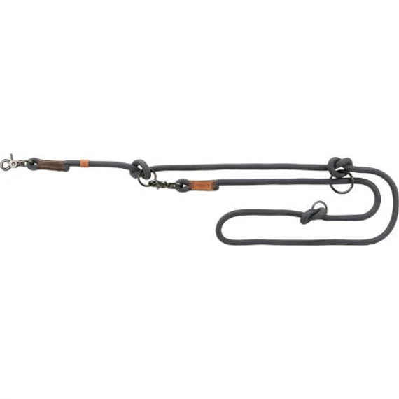 Trixie Be Nordic Leash - állítható póráz fonott kötélből (szürke/barna) L-XL (2m/Ø13mm)