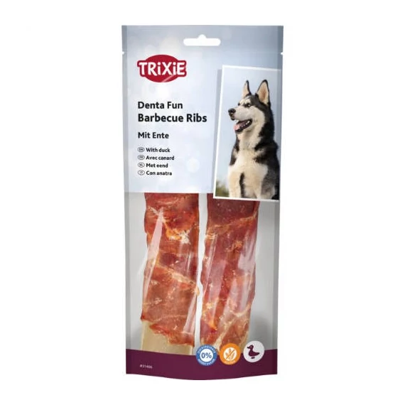 Trixie Denta Fun Duck Chewing Barbecue Ribs - jutalomfalat (kacsa) kutyák részére (2db/110g)
