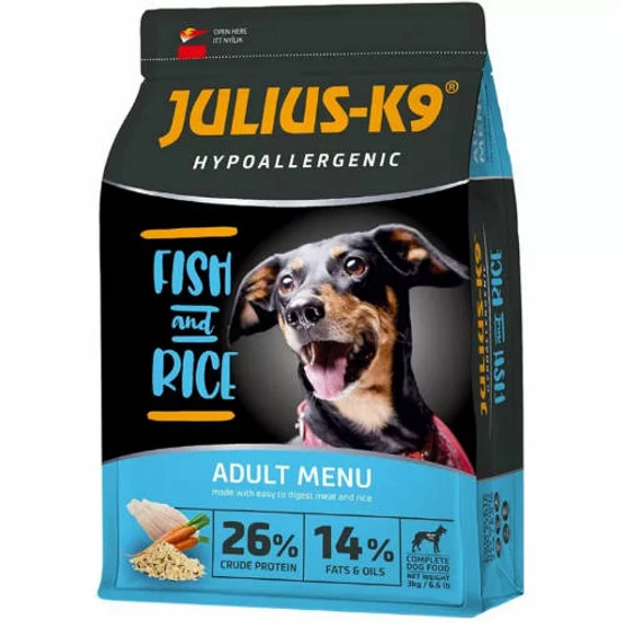JULIUS-K9 ADULT HYPOALLERGENIC FishRice (halrizs) száraztáp 3kg