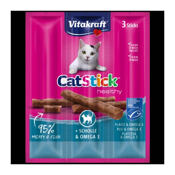 Vitakraft Cat Stick Mini - jutalomfalat (lepényhal,omega 3) macskák részére (3x6g)