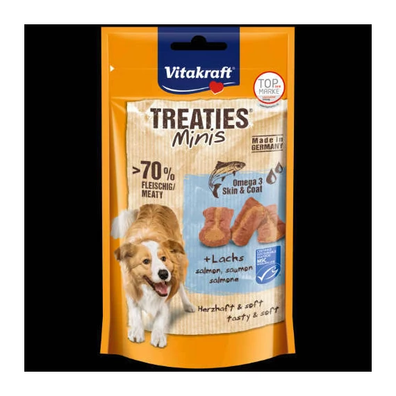 Vitakraft Treaties Minis salmos  Omega 3 - jutalomfalat (lazac,omega 3) kistestű kutyák részére (48g)