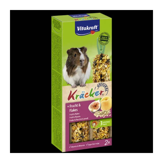 Vitakraft Kracker Dupla Rúd (gyümölcs  gabonapehely) – kiegészítő eleség tengerimalacok részére (2x56g)