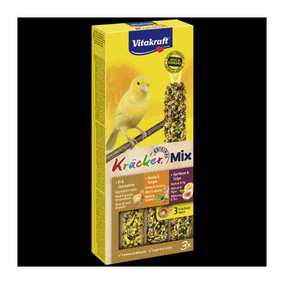 Vitakraft Kracker - Mix - Tripla rúd  (tojás,sárgabarack,méz) kanárik részére (80g)