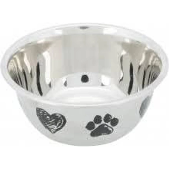 Trixie Stainless Steel Bowl - fém tál (szürke/fekete) kutyák részére (0,5l /Ø13cm)