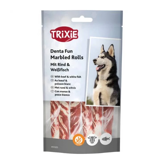 Trixie 31225 Trixie Marbled Beef Chewing Rolls - jutalomfalat (marhahús,marhabőr,hal) 12cm/6db/70g
