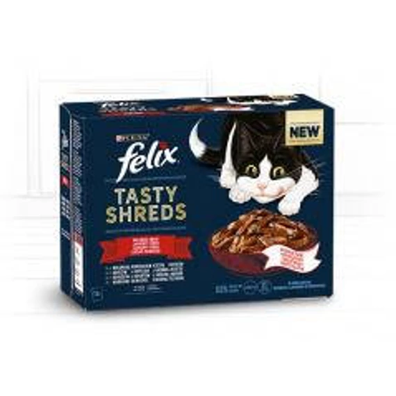 Felix Tasty Shreds (házias válogatás - szószban) alutasakos - macskák részére (12x80g)