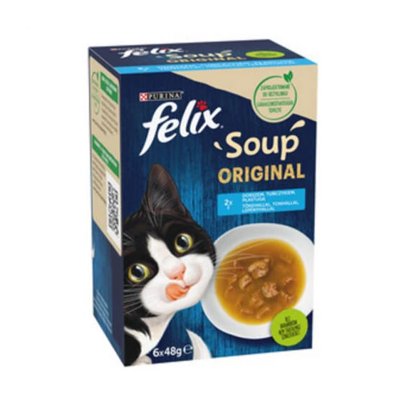 Felix Soup Originl - kiegészítő eleség (tőkehal,lepényhal,tonhal) macskák részére (6x48g)