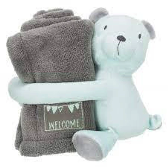 KT26.Trixie Junior Cuddly Set - takaró plüssel (szürke/menta) kölyökkutyák részére (75x50cm)