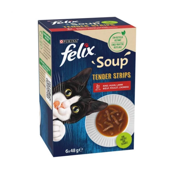 Felix Soup Original - kiegészítő eleség (marha,csirke,bárány) macskák részére (6x48g)