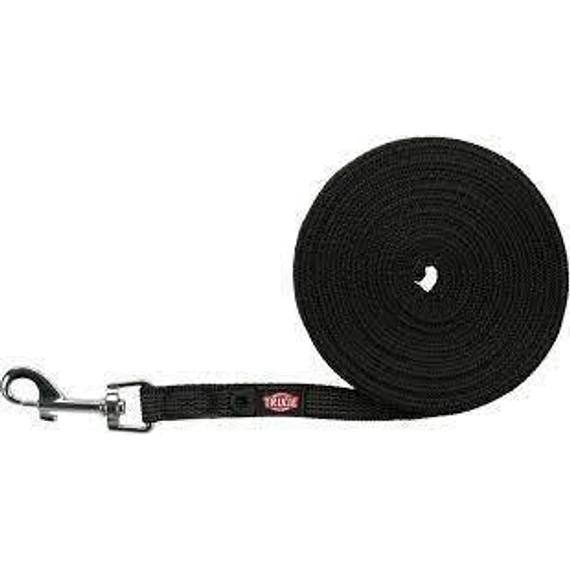 Trixie Tracking Leash, rubberized - nyomkövető póráz (fekete) kiképzéshez (S-M) 15m/15mm