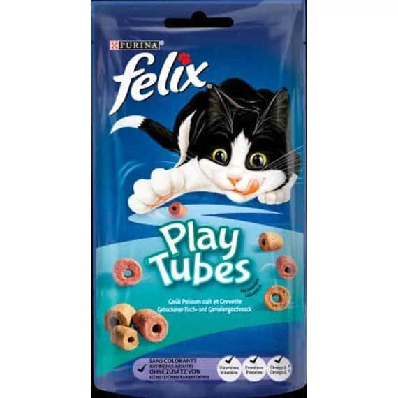 Felix Play Tubes - jutalomfalat (hal,Garnélarák) macskák részére (50g)