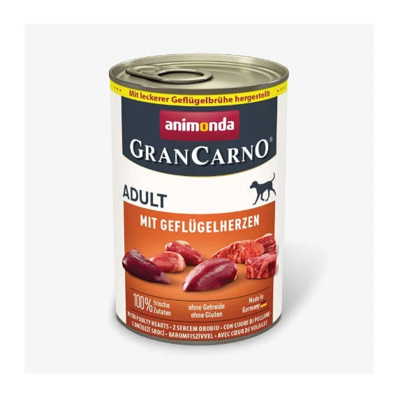 Animonda GranCarno Adult (baromfi szív) konzerv - Felnőtt kutyák részére (400g)