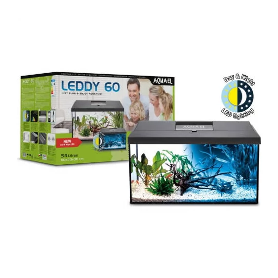 AquaEl Leddy DayNight 60 black - akvárium szett (fekete) 54l/60x30x30cm