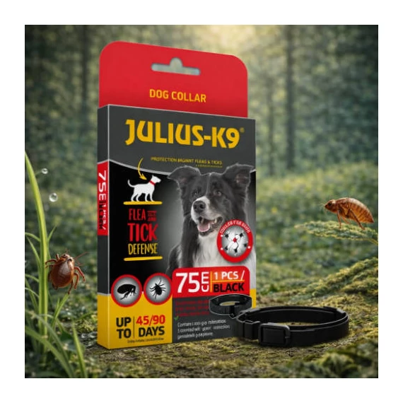 Julius-K9 Dog Collar - Bolha-, kullancs riasztó (fekete) nyakörv kutyák részére (75cm)