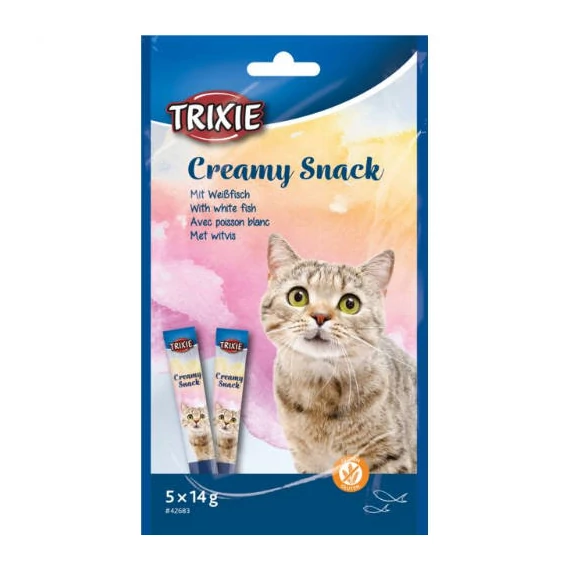 Trixie Creamy Snack with shrimp - jutalomfalat (tonhal, fehér hal) macskák részére (5×14g)