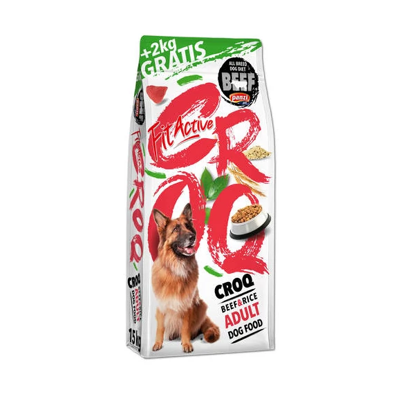 FitActive CROQ Premium BeefRice Adult - száraztáp (marha,rizs) felnőtt kutyák részére (15+2kg)