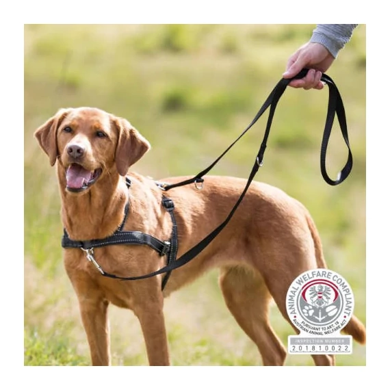 Trixie Harness Lead'n'Walk Soft - hám (húzás ellen,fekete) kutyák részére (M-L) 55–90 cm/25mm