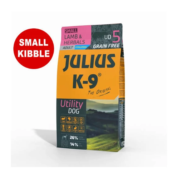 JULIUS K-9 UD5S Adult Utility Dog Hypoallergenic LambHerbals (báránygyógynövény) 10kg - Gabonamentes száraztáp, felnőtt kutyák részére (SMALL)