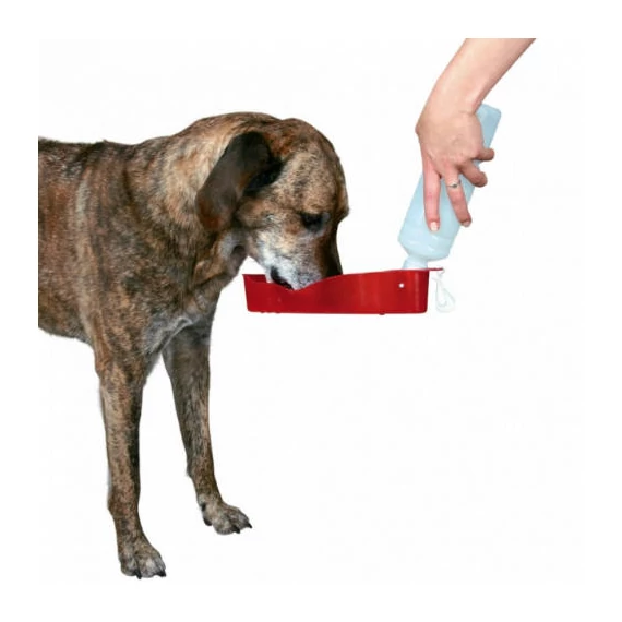 Trixie Bottle with Bowl - itatós palack (fekete,piros színben) kutyák részére (0,25l)