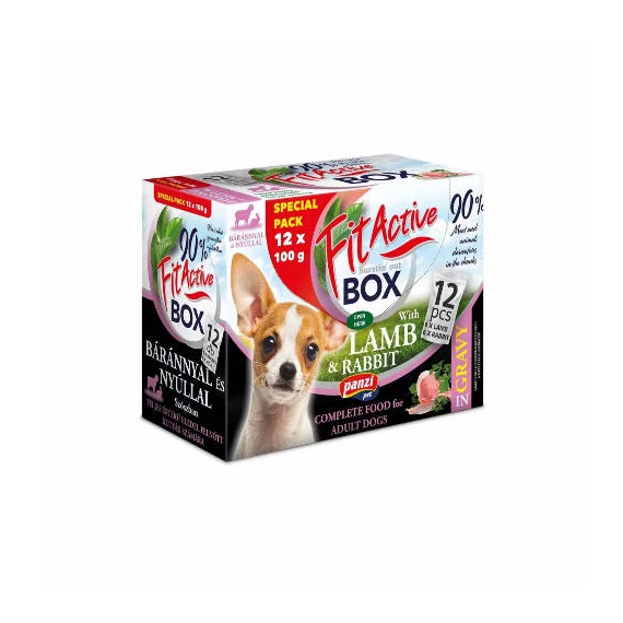 FitActive DOG FITABOX Lamb  Rabbit (bárány,nyúl) - nedves eledel válogatás, szószban, kutyák részére, 12x100g