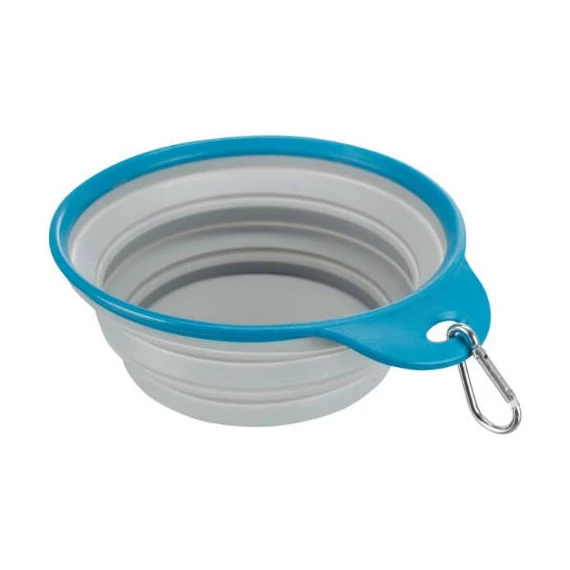 Trixie Feed and Water Containers - összecsukható, utazó tál (szilikon,szürke)kutyák részére (1l/ø18cm)