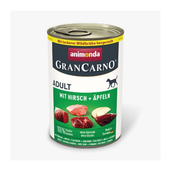 Animonda GranCarno beef + deer with apple Adult (marha, szarvas+alma) konzerv - Felnőtt kutyák részére (400g)