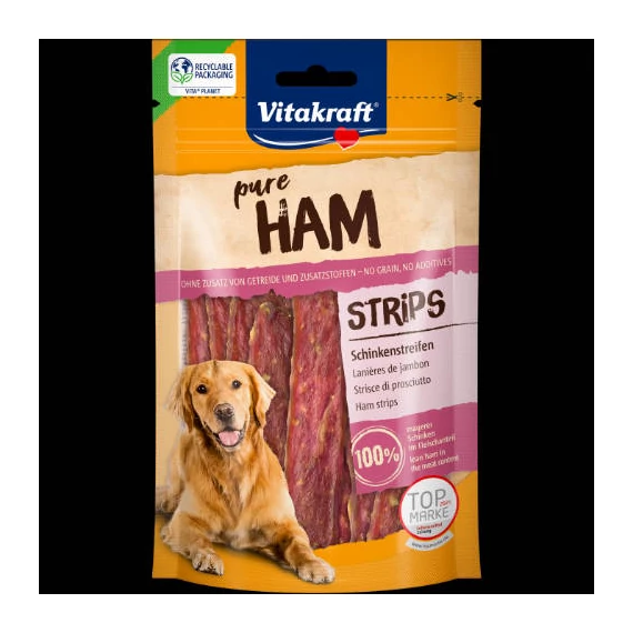 Vitakraft pure HAM Strips - jutalomfalat (sonka) kutyák részére (80g)