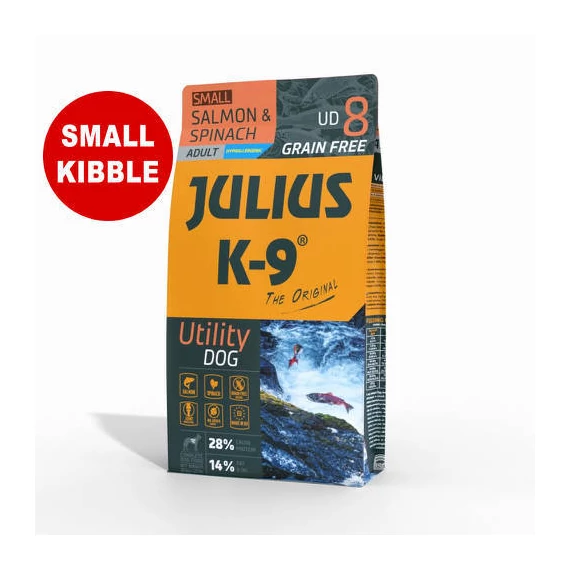 JULIUS K-9 3kg Utility Dog Hypoallergenic Salmon,spinach Adult Small (lazac,spenót) száraztáp - Felnőtt kutyák részére (3kg)
