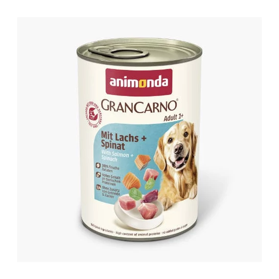 Animonda GranCarno salmon+spinach Adult (lazac+spenót) eledel - Felnőtt kutyák részére (400g)