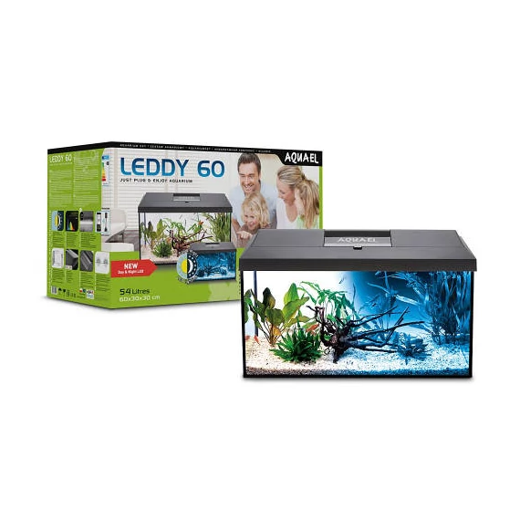 AquaEl Leddy Plus 60 DayNight black - akvárium szett (fekete) 54liter (60x30x30cm)