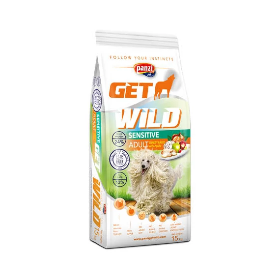 Panzi GetWild Adult Sensitive Turkey - Pulyka ízű száraztáp (csirke- és búzamentes, 15 kg)